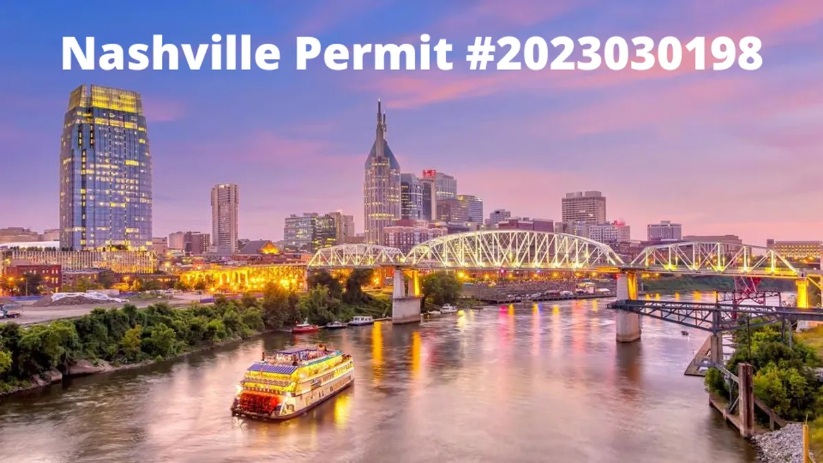 A panoramic view of the Nashville skyline at dusk, with a riverboat gliding along the water and bridges connecting different parts of the city. The scene captures a sense of adventure, nightlife, and connection to the city's vibrant atmosphere.